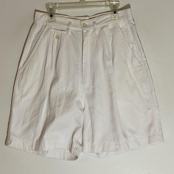 Browning St Pants - Vintage Browning St Shorts Juniors 9/10 White Pleated Chino High Waist Twill